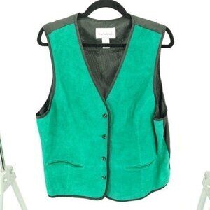 Vintage Diane Von Furstenberg the Color Authority Pigskin Vest Green/Black 1X